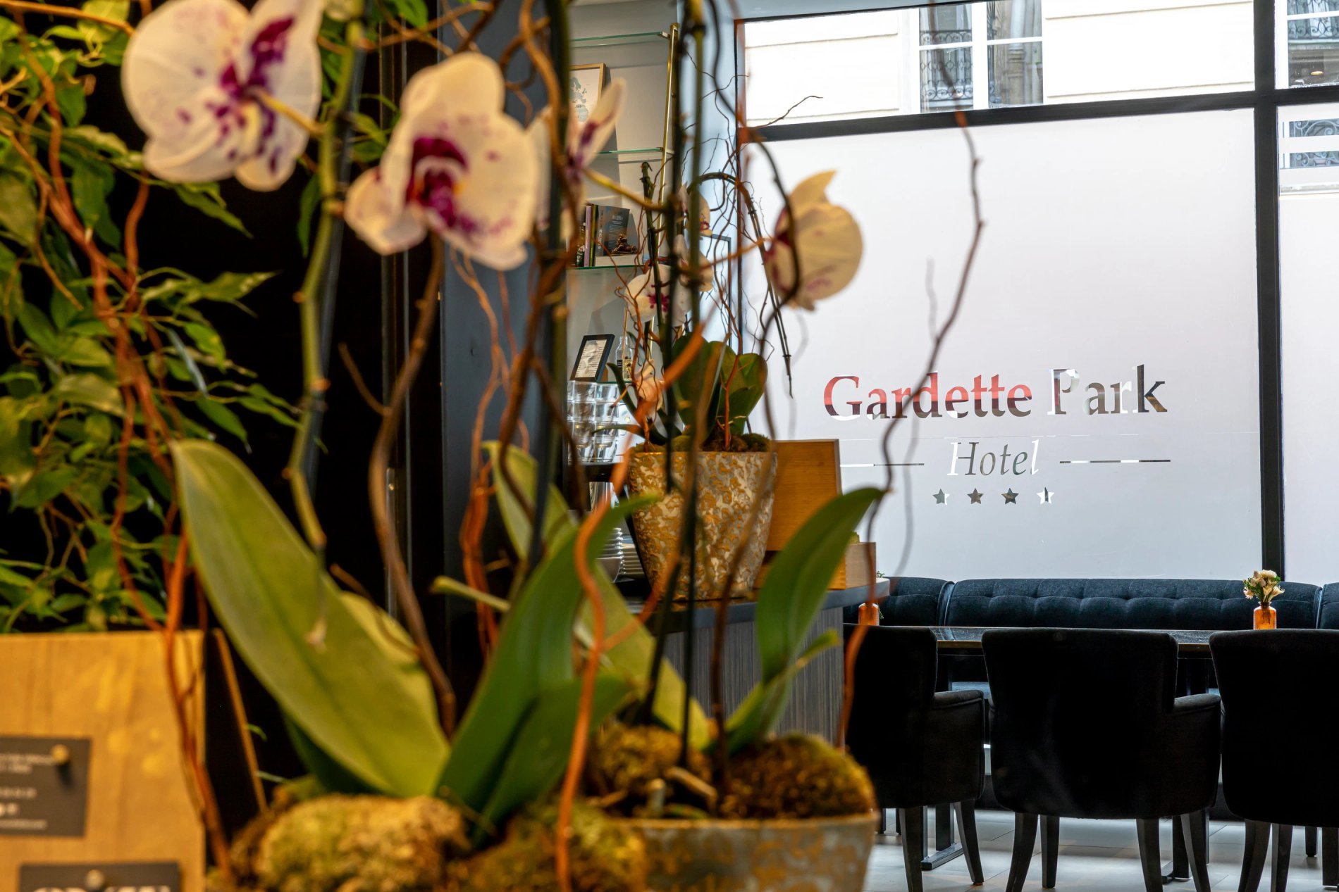 Gardette Park Hotel | Lobby and breakfast buffet
