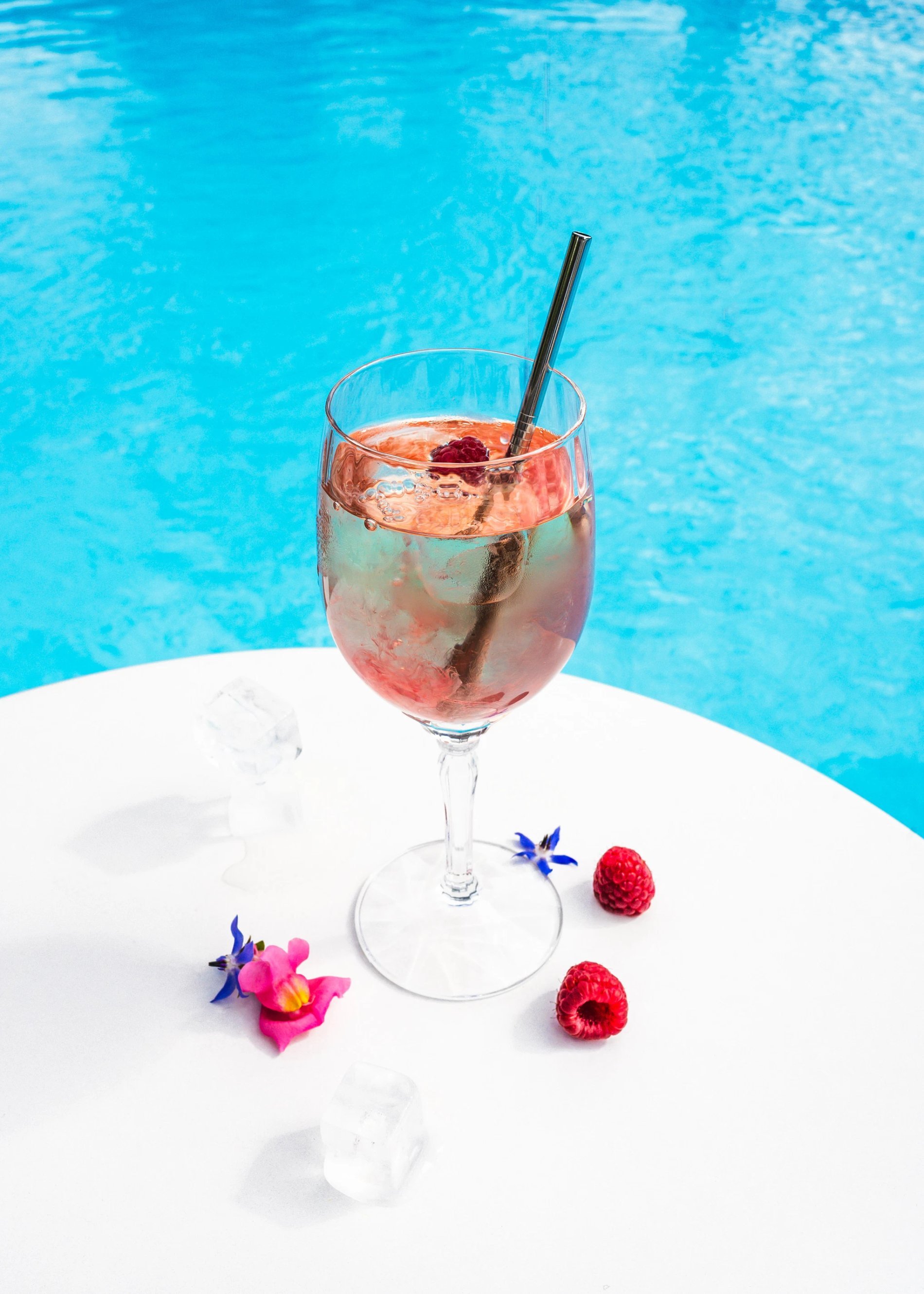 Cocktails, swimming pool, summer relaxation, poolside aperitif, under the sun, refreshment