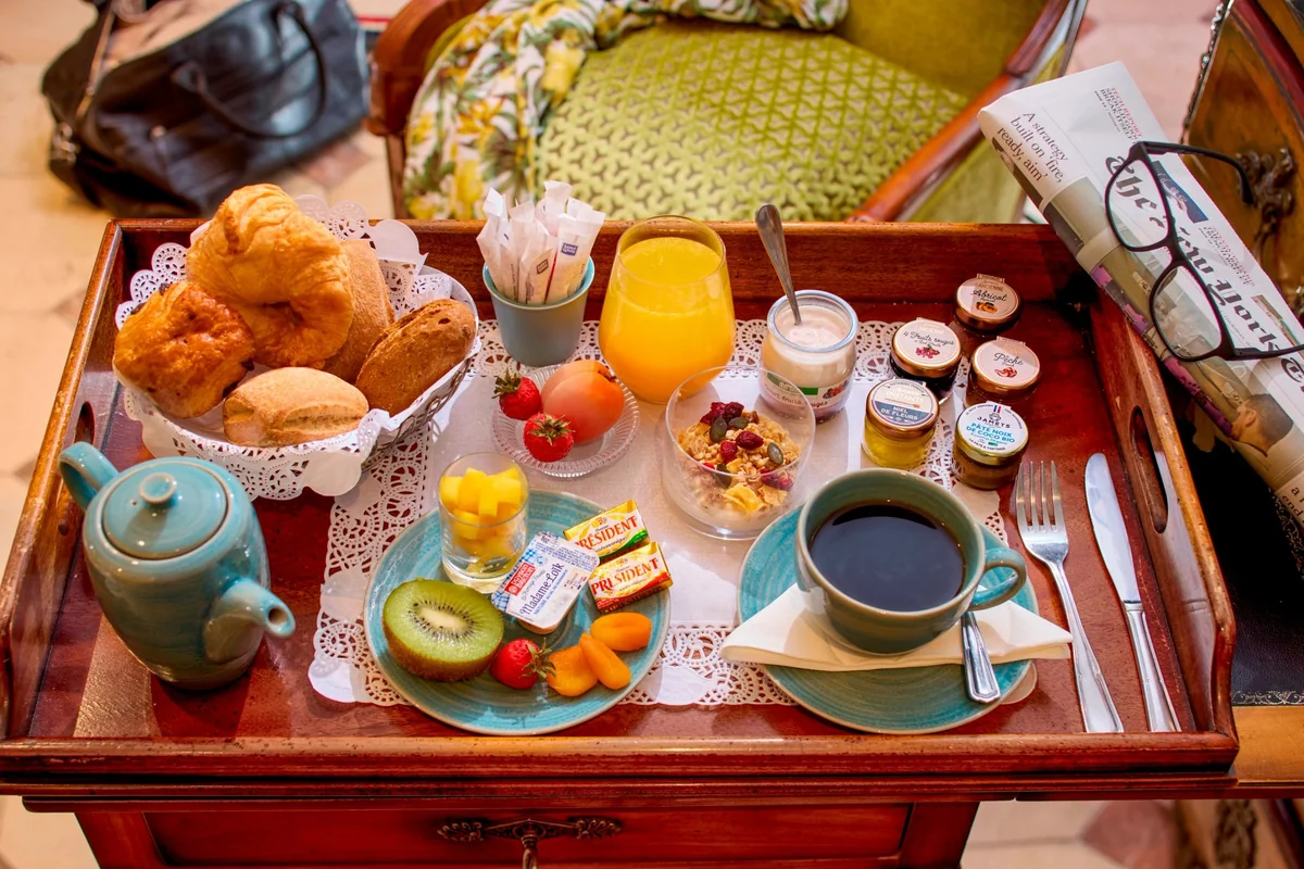 Breakfast served in the room