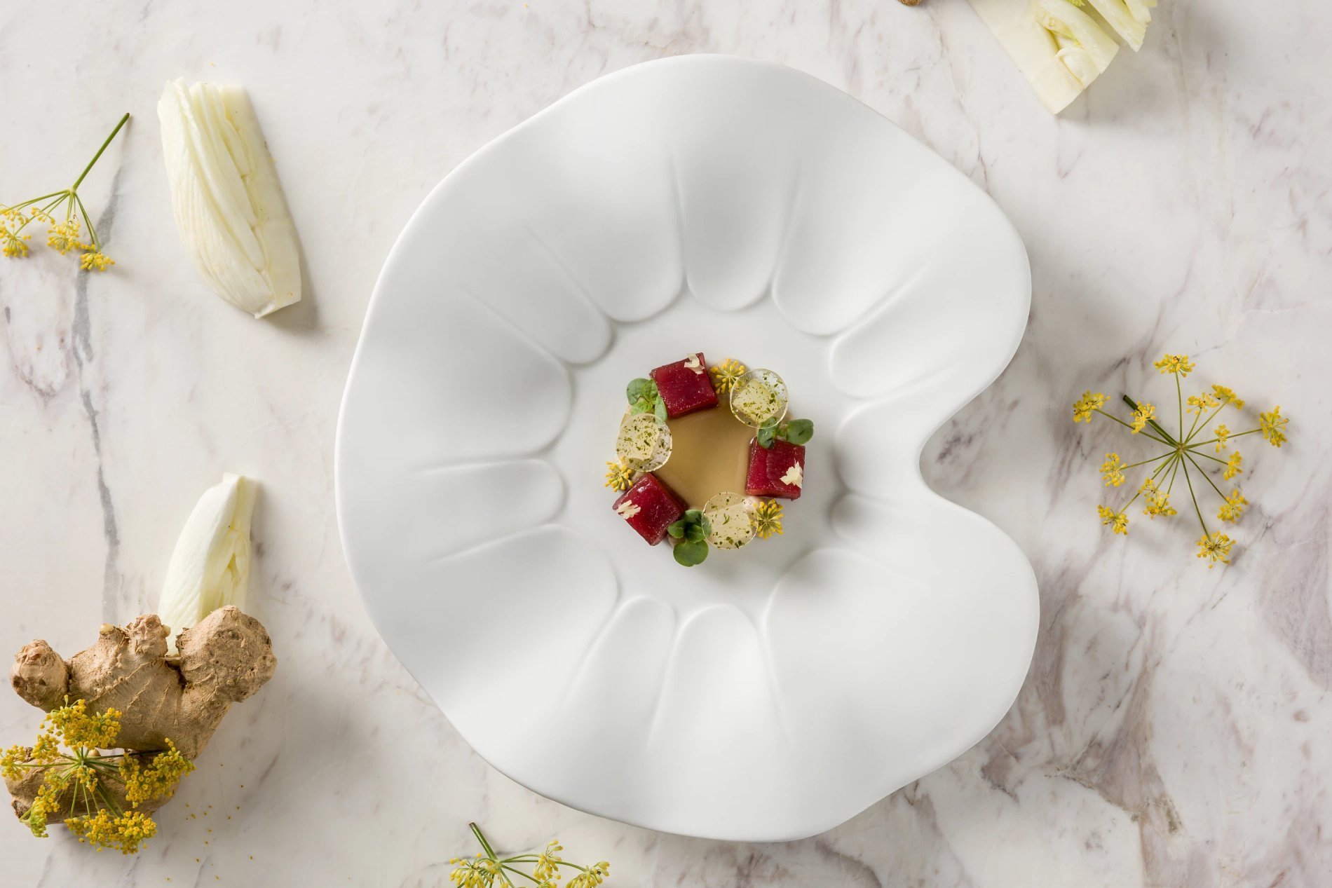 Dish by Le Monument Gourmet Restaurant with chef Julien Montbabut