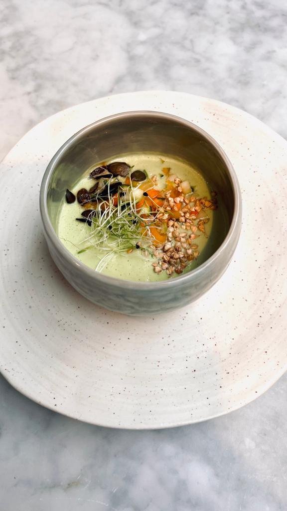 Gourmet plant-based dish served in an elegant plate