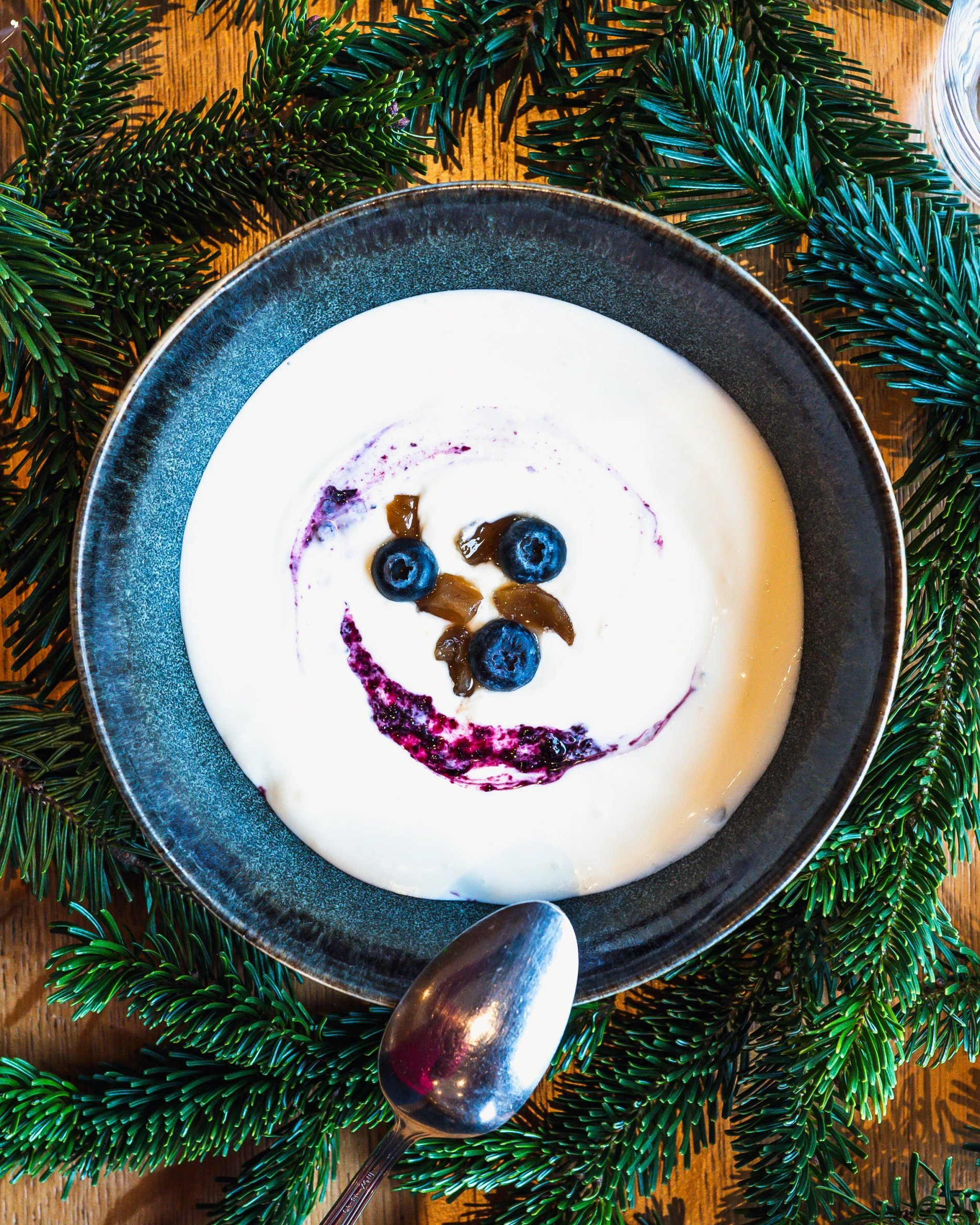 Fromage blanc, fresh dessert, regional product, blueberries