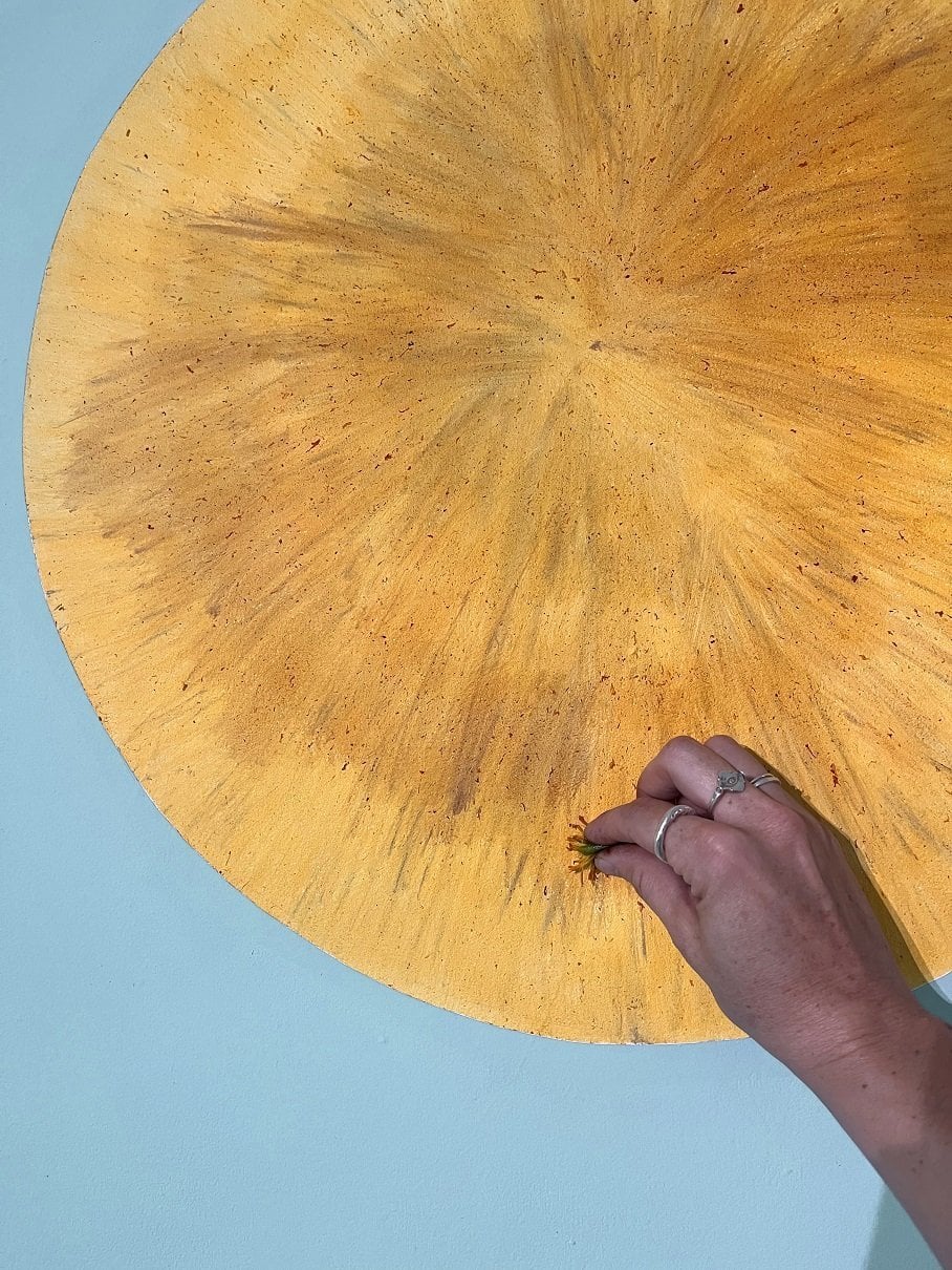 Photo d'Anne-Emilie Philippe dessinant un soleil avec une fleur