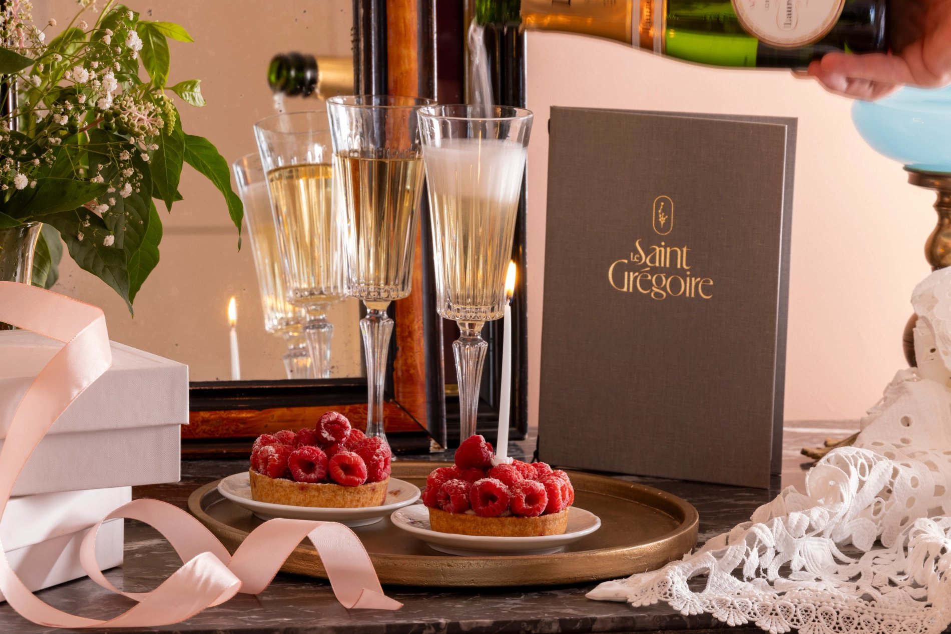 Hôtel Le Saint-Grégoire Birthday Package Champagne Pastries