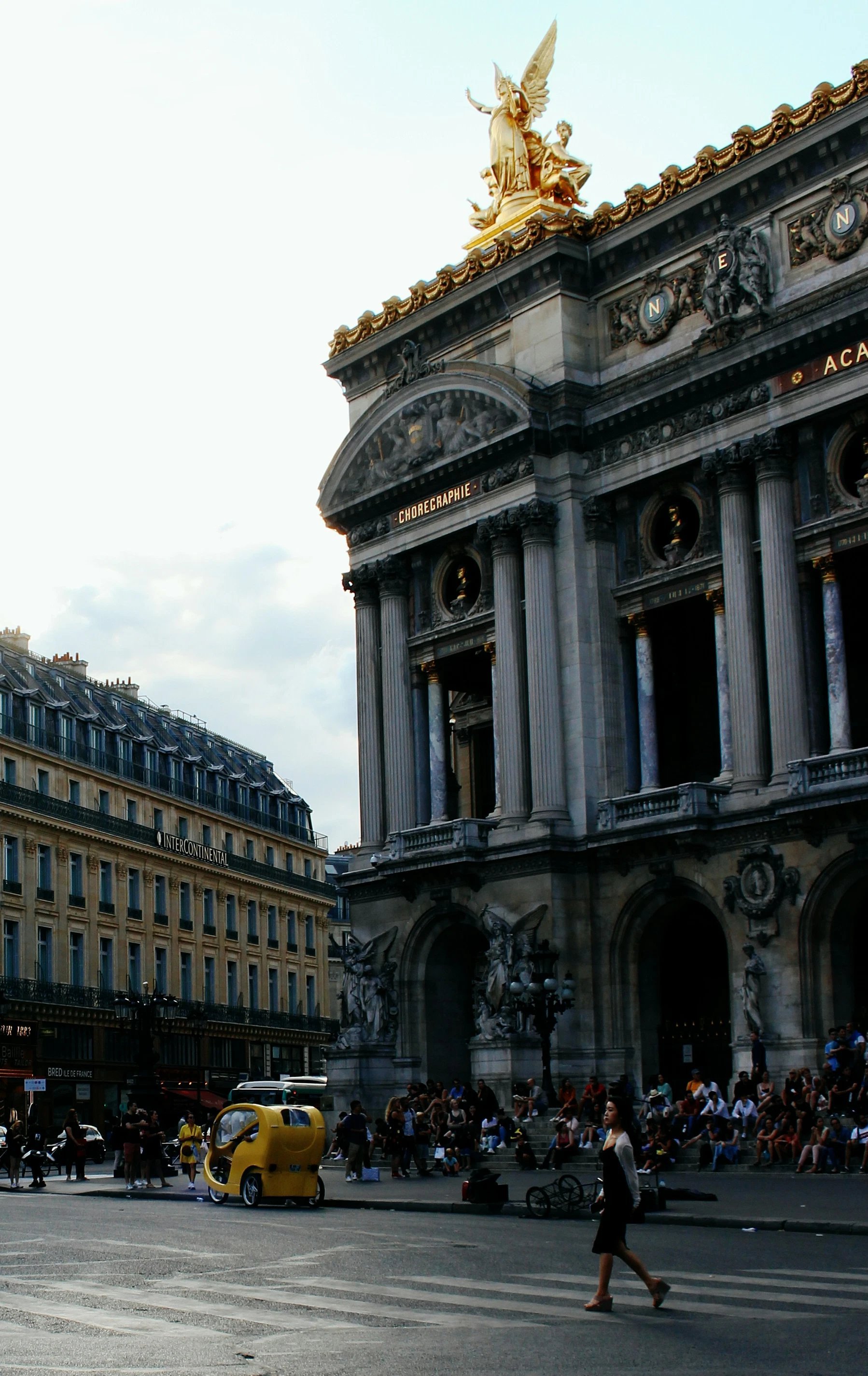 Front and golden sculptures of the Paris Opera Garnier