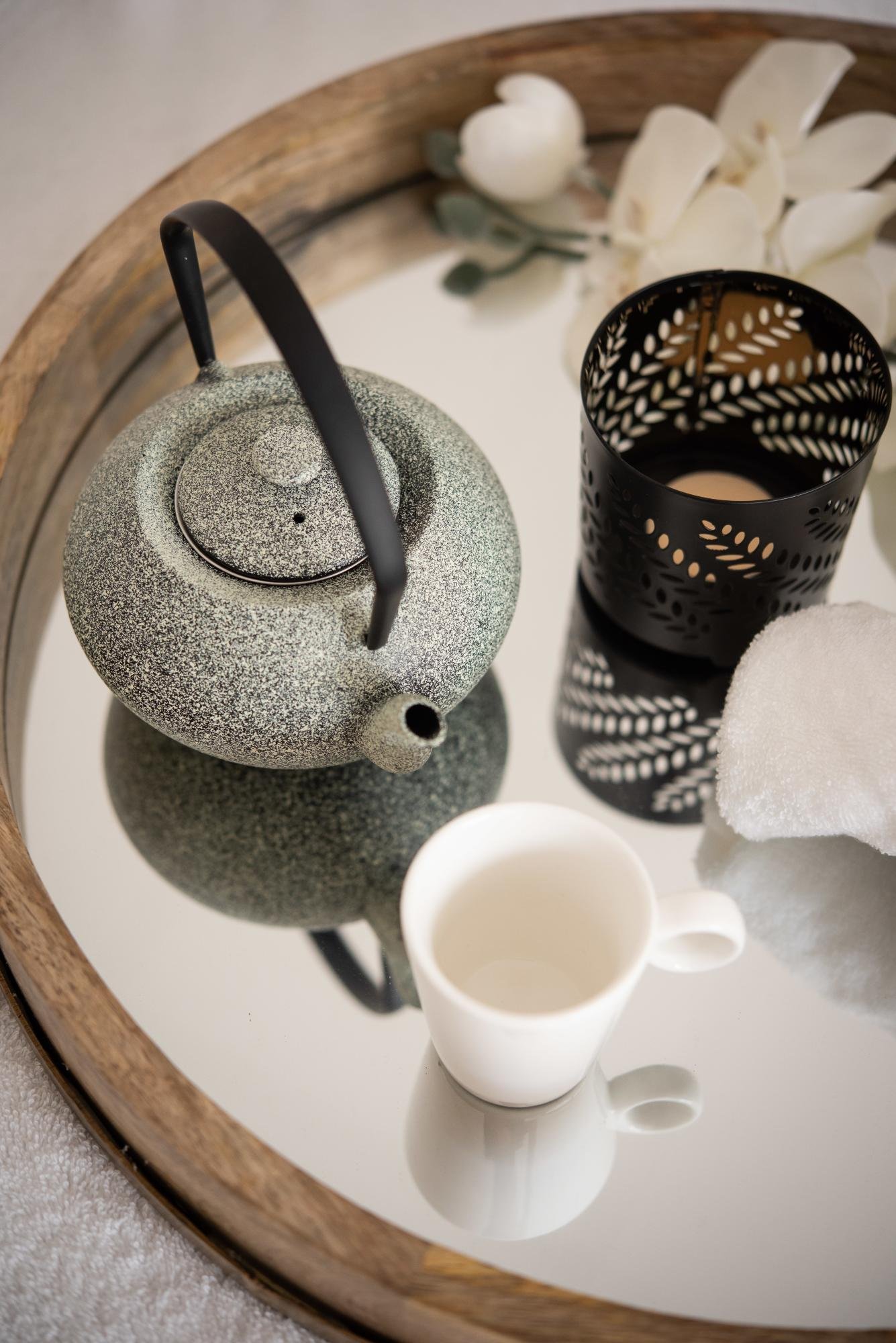 Soothing tea served before a massage at the spa of Martin's Rentmeesterij hotel in Bilzen.