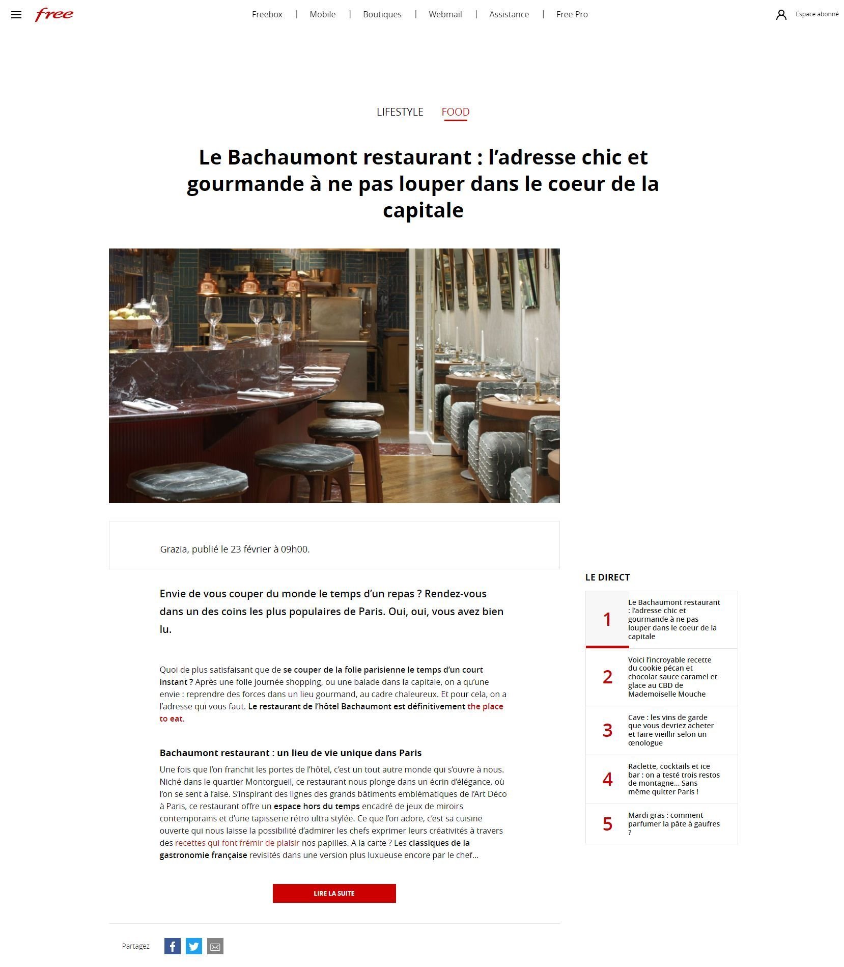 Hotel Bachaumont | Restaurant Bachaumont press kit
