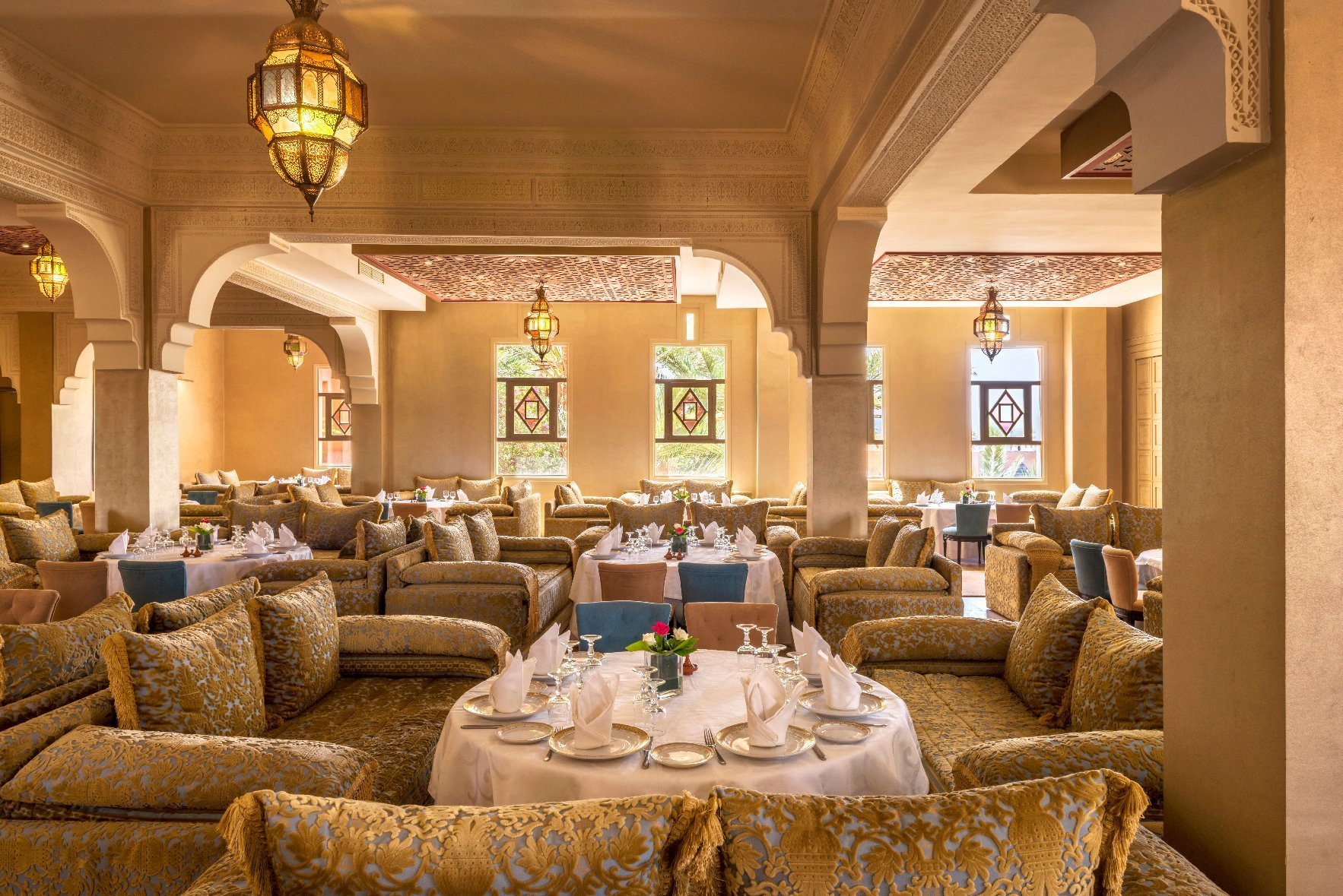 Ambiance chaleureuse du restaurant La Maison Arabe au Berbère Palace