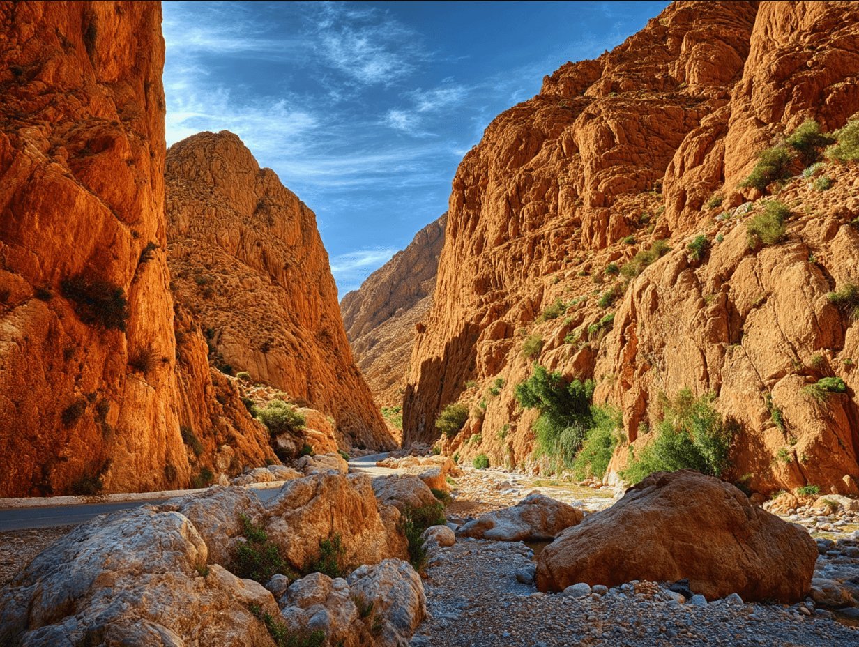Paysage naturel des gorges rocheuses du Maroc près du Berbère Palace