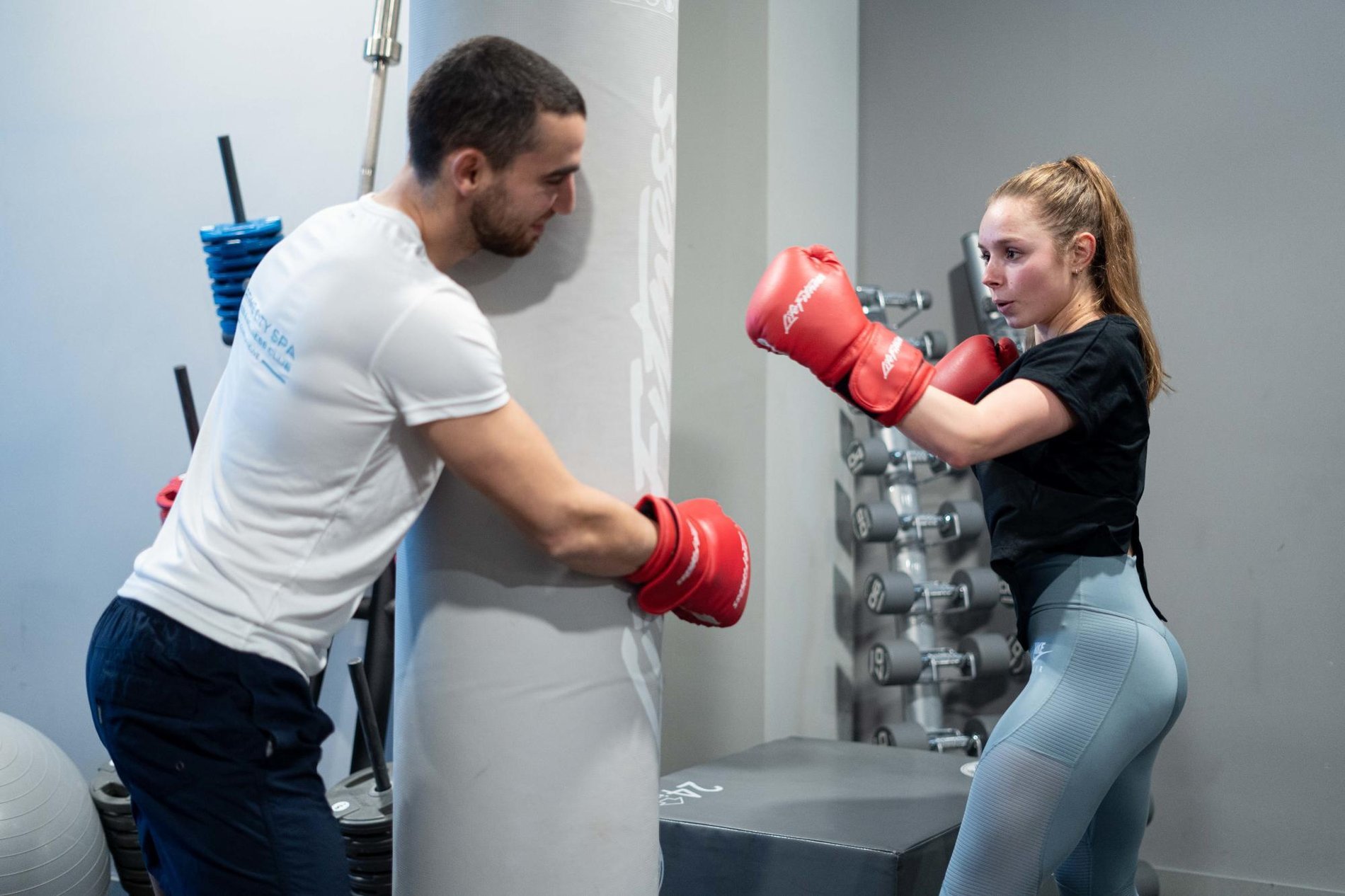 Boxing session with a coach at Martin's Hotels fitness area.