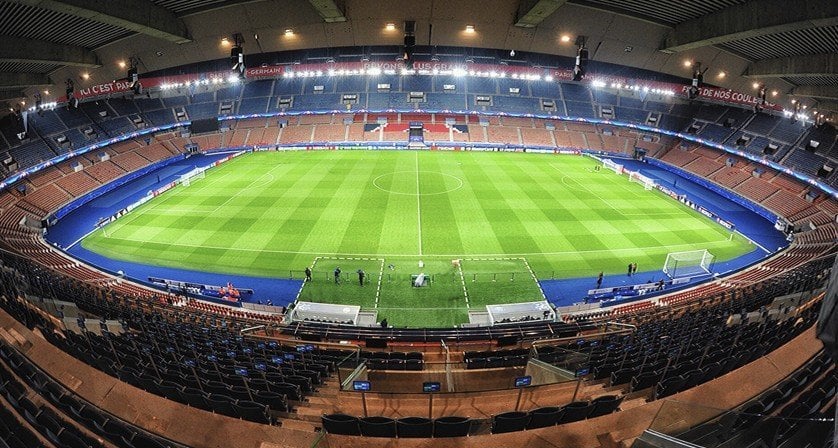 Parc des Princes à Paris, stade emblématique du Paris Saint-Germain situé à quelques minutes de l’Hôtel Olympic à Boulogne-Billancourt.