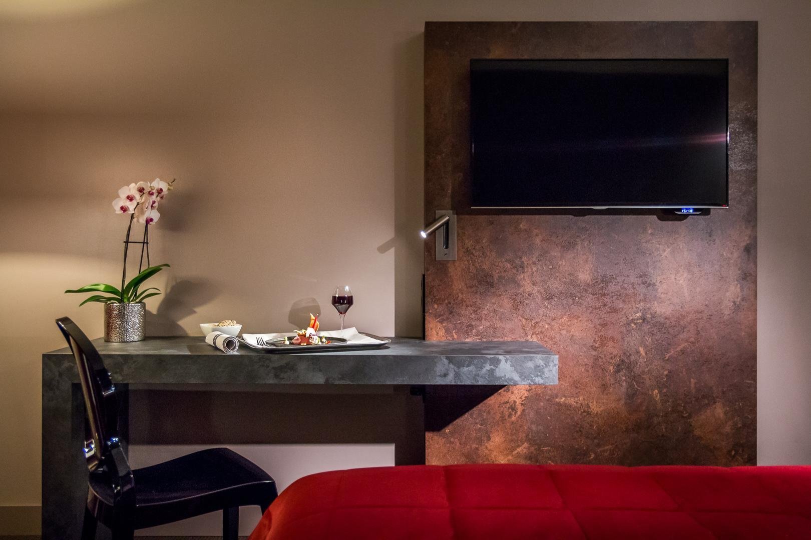 Functional desk corner in the room with elegant decor