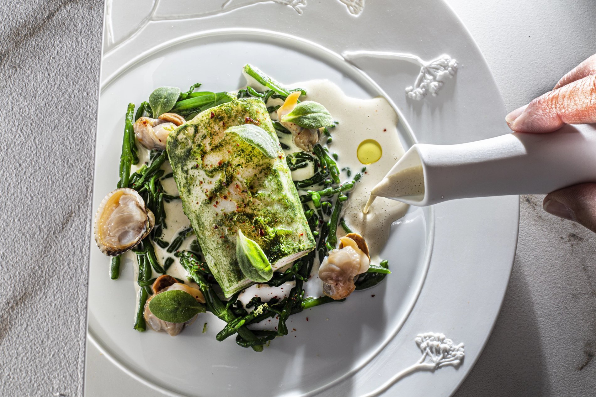 Taste experience: star chef Eric Prowalski's dish using fresh, local produce at La Rotonde, Annecy.