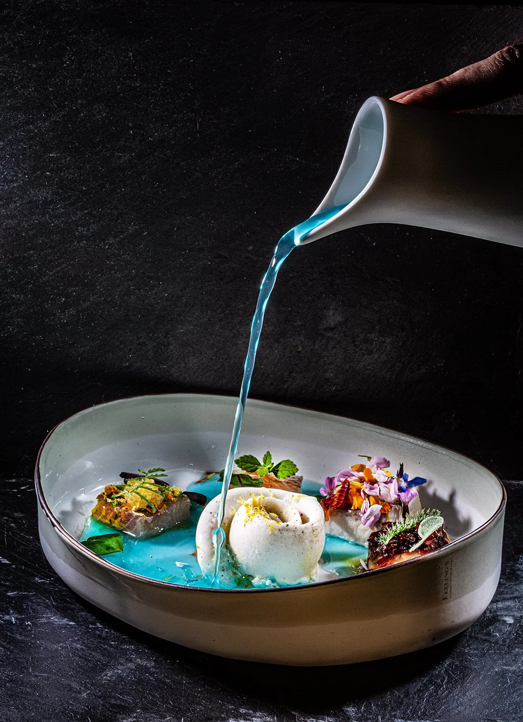 Culinary experience: gourmet dish from Michelin-starred restaurant La Rotonde des Trésoms in Annecy