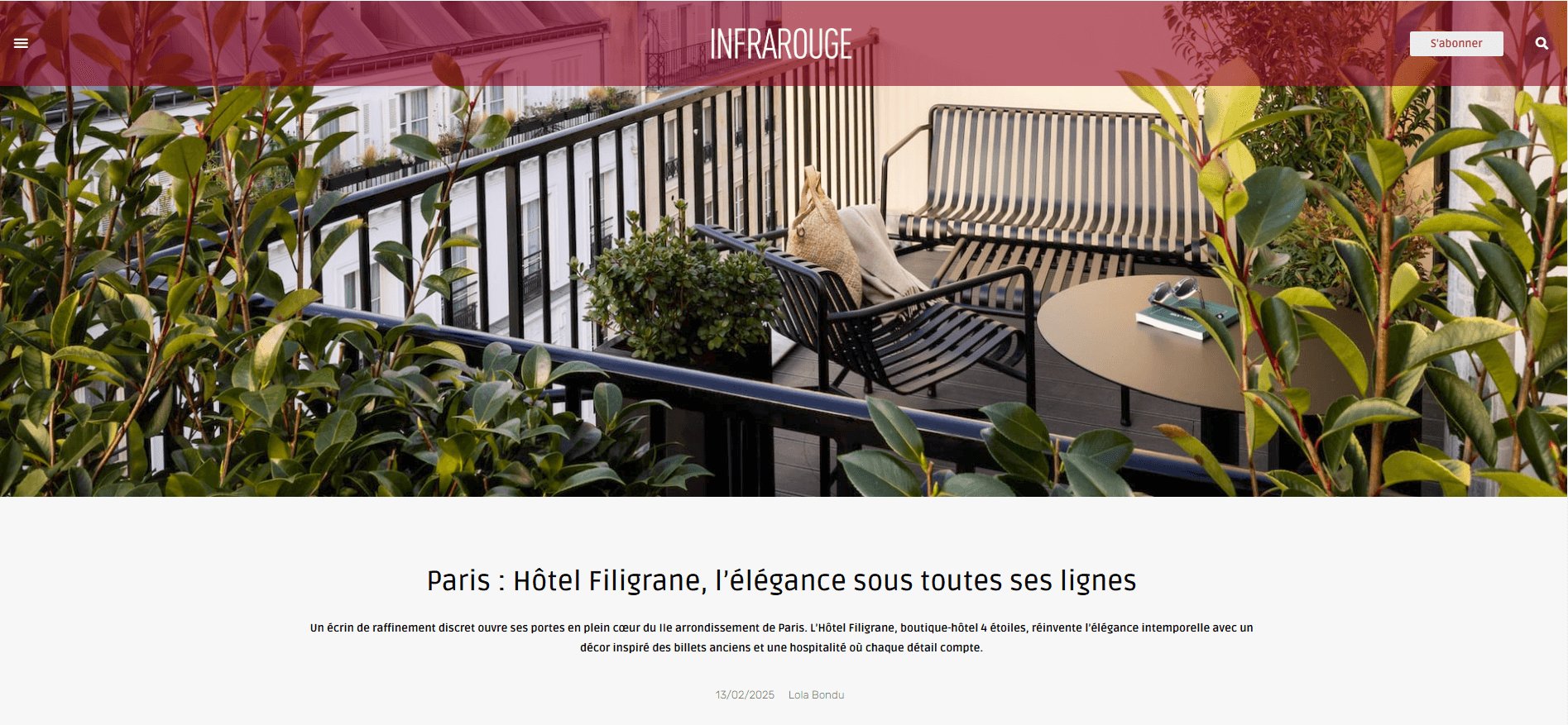 Filigrane Hotel | Articles presse