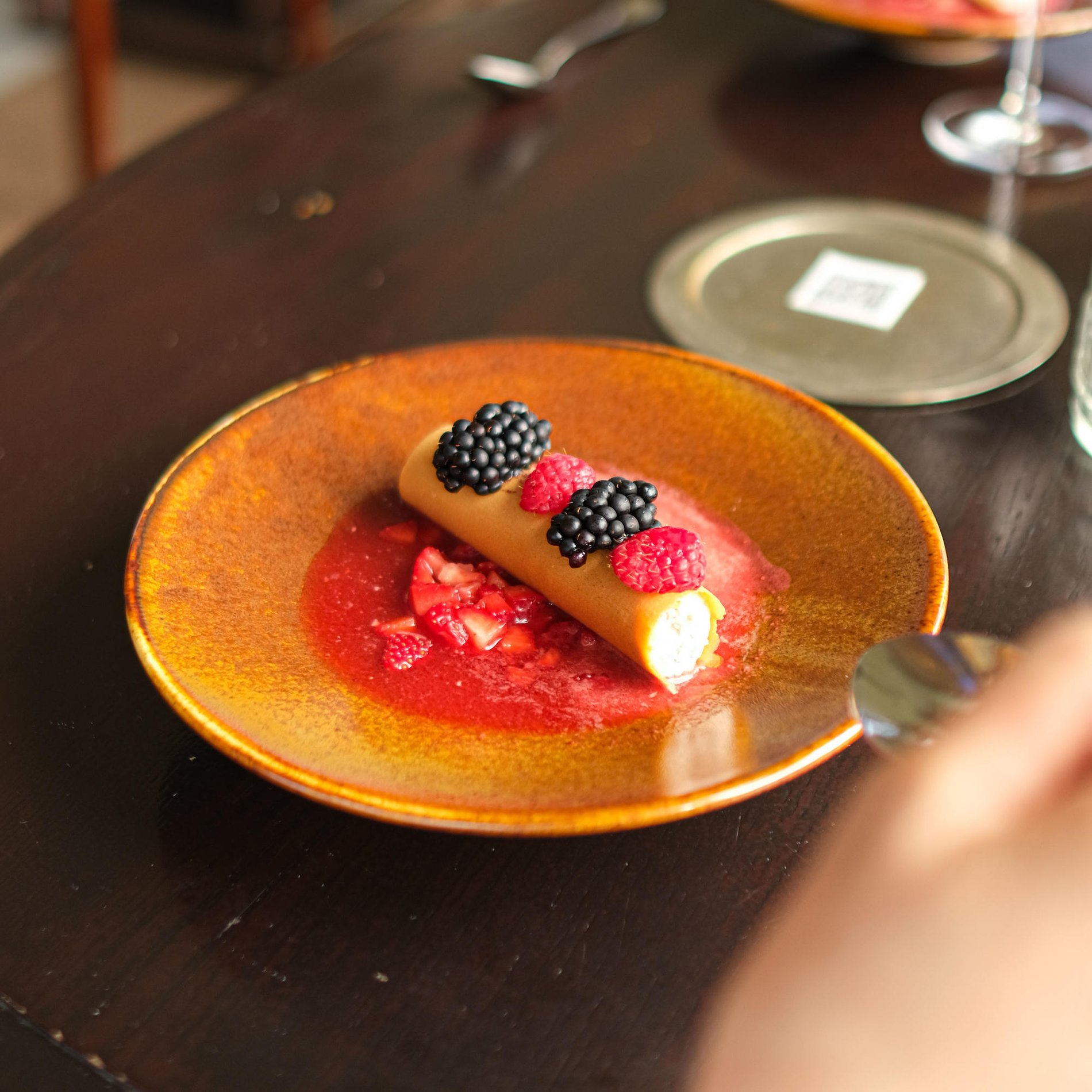 Dessert raffiné au restaurant Genval les Bains.