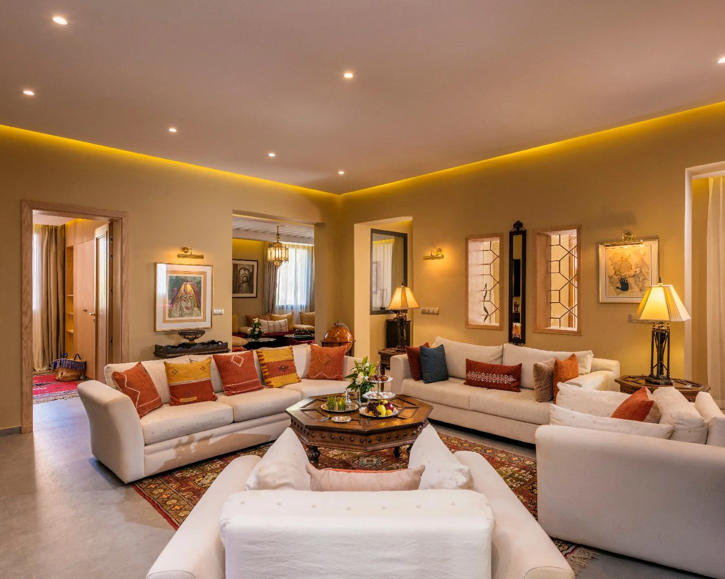 Salon élégant de la Suite Grand Vizir au Berbère Palace à Ouarzazate