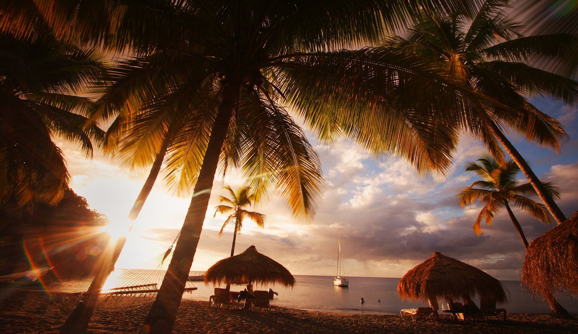 Resort de luxe romantique Anse Chastanet Resort 5* Sainte-Lucie Caraïbes plage paradisiaque couché de soleil