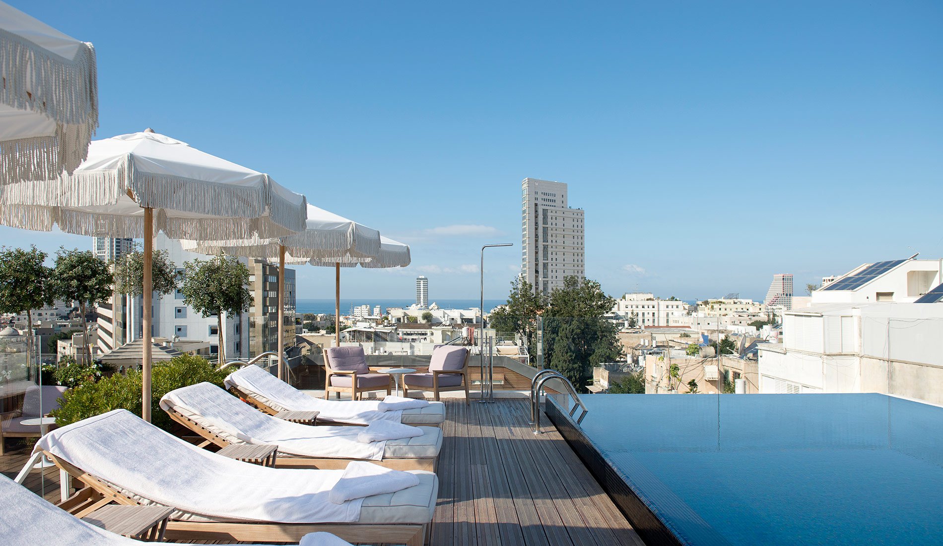 Luxury Hotel The Norman Tel Aviv Israel overflowing swimming pool on the roof
